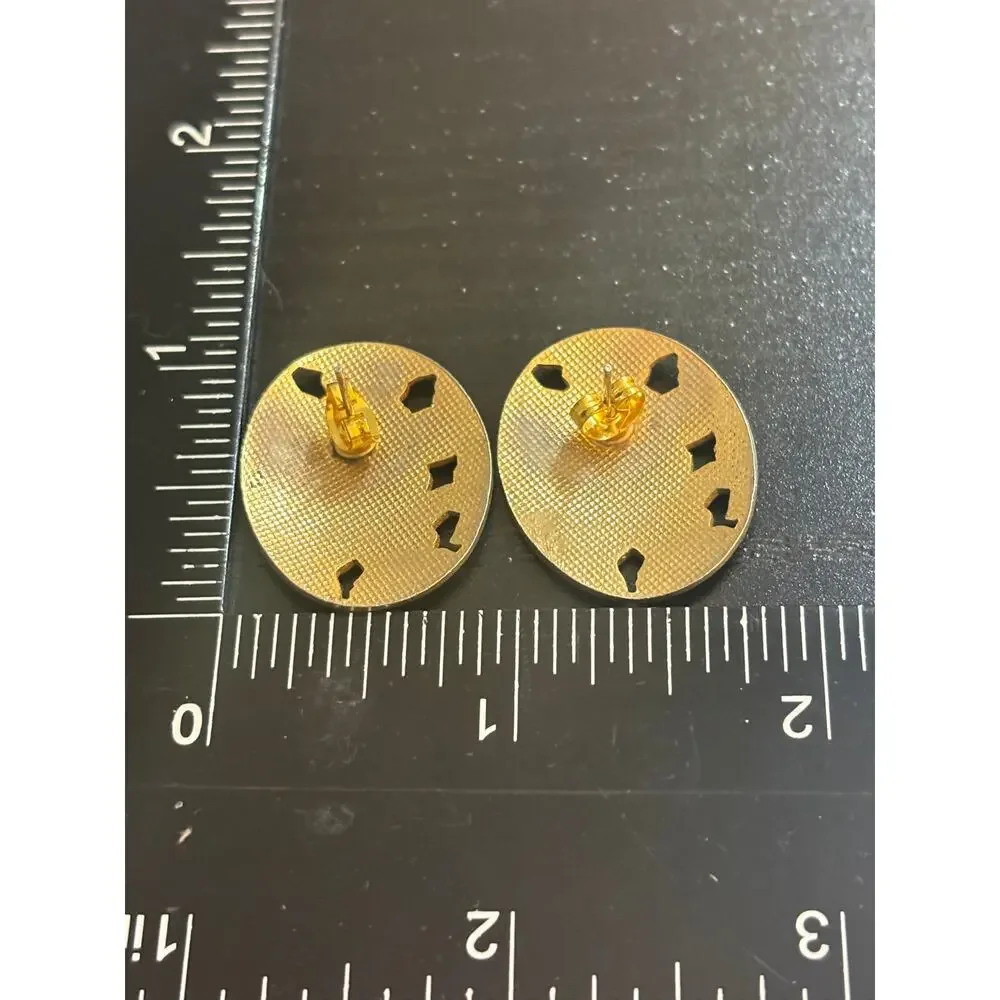 Vintage Floral Cloisonné Enamel Pierced Earrings